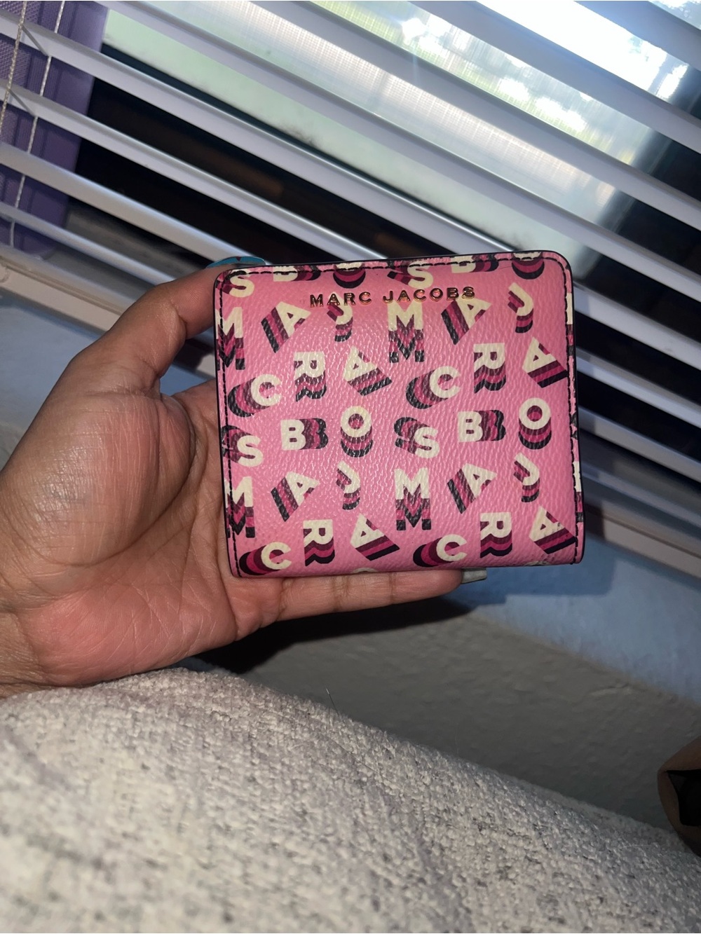 Marc Jacobs Pink Logo Print Compact Wallet